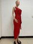 Women's One-Shoulder Lace-Up Sequined Evening Dress