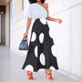 Women's Slash Shoulder Short Sleeve Polka Dot Fashionable Elegant Dress