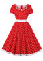 Women Retro Polka Dot Contrast Color Dress