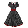 Women Retro Polka Dot Contrast Color Dress