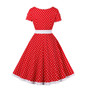 Women Retro Polka Dot Contrast Color Dress