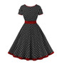 Women Retro Polka Dot Contrast Color Dress