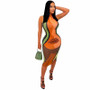 Women Casual High Neck Sleeveless Body Lips Print Dress