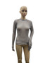 Women Long Sleeve Round Neck Knitting See-Through Top