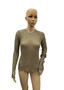 Women Long Sleeve Round Neck Knitting See-Through Top