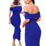 Women's Sexy Fashion Solid Off Shoulder Micro Ruffle Dress