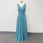 Women's chiffon long dress double v-neck sleeveless a swing evening dress