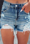 Summer Light Blue Denim Shorts Women's High Street High Waist Ripped Trendy Shorts
