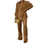 Solid Color Satin Long Sleeve Casual Two Piece Pants Set Trendy Lounge Wear