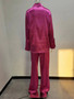 Solid Color Satin Long Sleeve Casual Two Piece Pants Set Trendy Lounge Wear