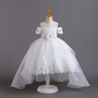 Girls wedding dress lace tail princess dress