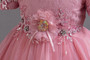 Girls wedding dress lace tail princess dress