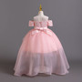 Girls wedding dress lace tail princess dress