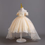 Girls wedding dress lace tail princess dress