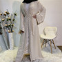 Women Arabic Turkish Elegant Beaded Muslim Lace Cardigan Robe