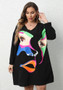 Plus Size Women's Long Sleeves Shirt Dress