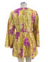 Women's Fashion Chic Print Long Sleeve V Neck Tie Dress