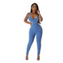 Fashion Women's Sleeveless Sexy Deep V Neck Tight Fitting Jumpsuit