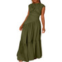 Women's Spring And Summer Solid Color Sleeveless Pleated Loose Long Dress