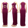 Sexy Women's Solid Color Sleeveless Cutout Women's Long Dress