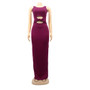 Sexy Women's Solid Color Sleeveless Cutout Women's Long Dress