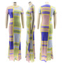 Round Neck Slim Printed Summer Casual Long Dress