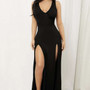 Women Sexy V-Neck Sleeveless Slit Dress