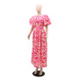 Chic Casual Spring And Summer Women's Printed Short Sleeve Long Dress