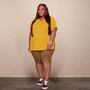 Plus Size Women's Fashion Casual Slit T-Shirt Leopard Shorts Two-Piece Set