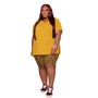 Plus Size Women's Fashion Casual Slit T-Shirt Leopard Shorts Two-Piece Set