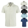 Men Casual Cuban Guayabera Short Sleeve Beach Shirt