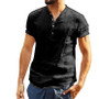 Men Stand Collar Solid Oversized Short Sleeve Shirt