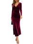 Elegant V Neck Slim Velvet Dress Cocktail Mermaid Evening Dress