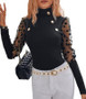 Women Turtleneck See-Through Mesh Long Sleeve Top