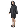 Autumn And Winter Women's Solid Color Hooded Zipper Fleece Loose Dress