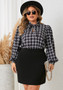 Fashion Long Sleeve Houndstooth Top And Skirt Suit For Women