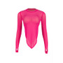Autumn Solid Color Round Neck Long Sleeve Sexy Irregular See-Through Slim Top