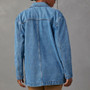 Fashionable Casual Washed Blue Denim Women's Blazer