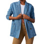 Fashionable Casual Washed Blue Denim Women's Blazer