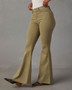 Retro Long Denim Pants Women's Slim Fit Bell Bottom Casual Trousers