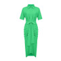 Dress Women Turndown Collar Short Sleeve Chic Career Dress