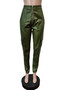 Women Pu Leather Pocket Ankle Banded Pants