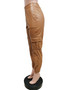 Women Pu Leather Pocket Ankle Banded Pants