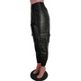 Women Pu Leather Pocket Ankle Banded Pants