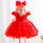 Puffy Tulle Flower Girl Dress Butterfly Flower Child Wedding Mesh Party Dress