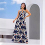 Sexy Strap Hollow Style Printed Long Dress
