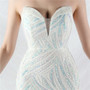 Sequin Mesh Patchwork Strapless Mermaid Evening Dress