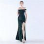 Women Sequins Formal Party Off Shoulder Evening Dress