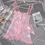 Sexy  Plus Size Lingerie Set Lace Mesh Patchwork See-Through Night Dress