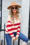 Plus Size Women Stripe Patchwork Sweater